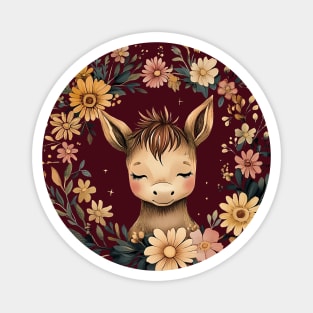Cute Baby Donkey – Cottagecore Farm Animal Art Magnet
